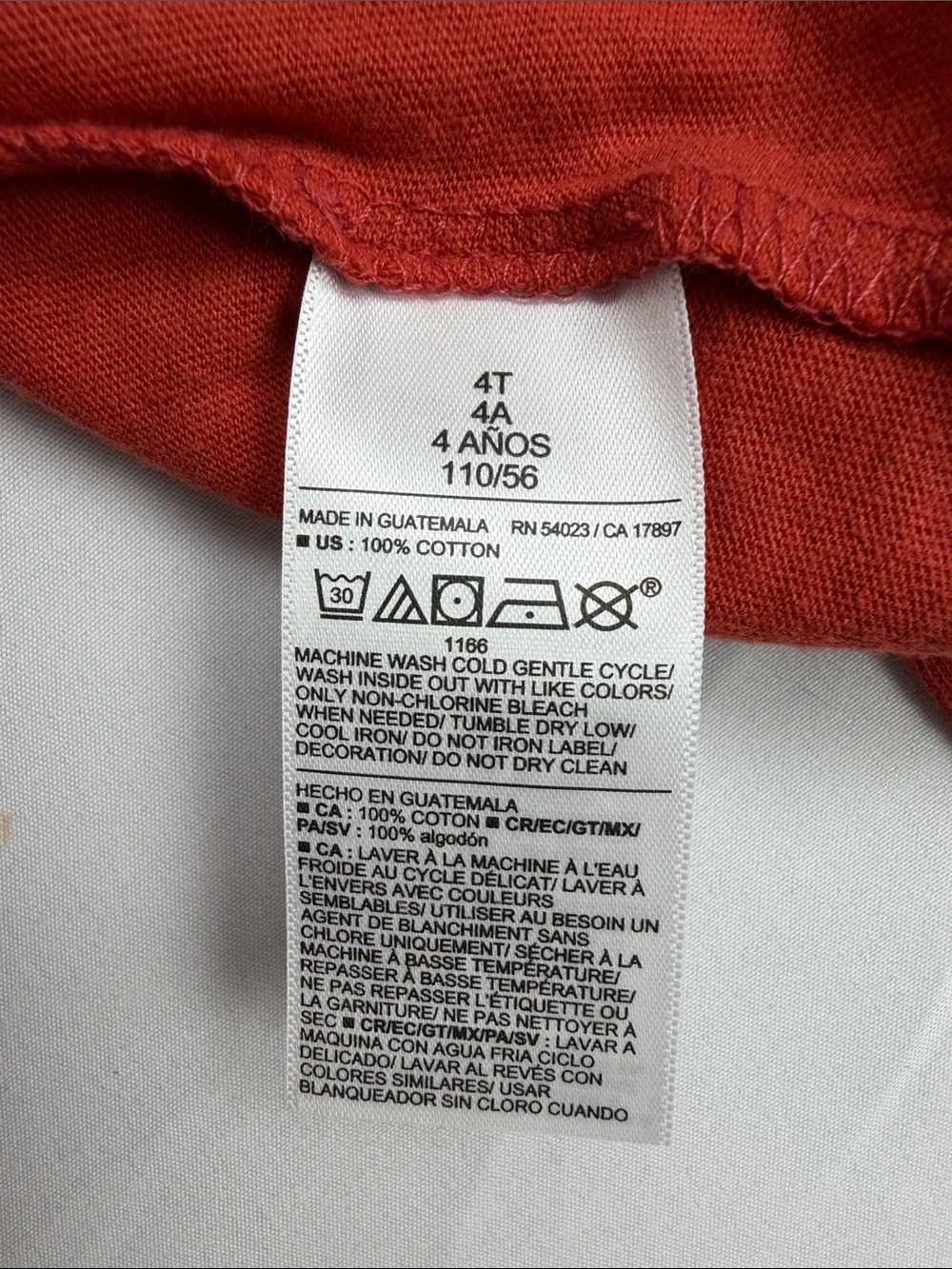 Old Navy Rust Red 'Thankful' Long-Sleeve Tee with Leaf Accents
